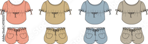 Trendy fashion styles Chic tops with matching shorts, casual outfit designs, and summer clothing