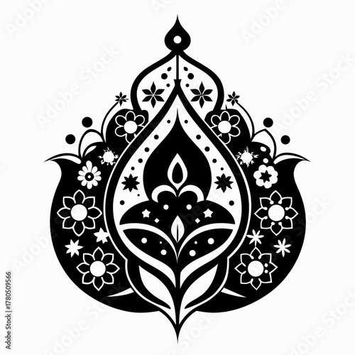 Eid Motif Mehndi vector clean black silhouette design white background