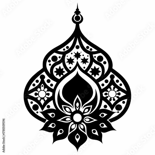 Eid Motif Mehndi vector clean black silhouette design white background