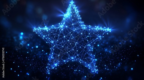 Isolated Illustration of Neon Blue Pink Glowing Star on Dark Background Symbolizing Futuristic Design Festive Atmosphere