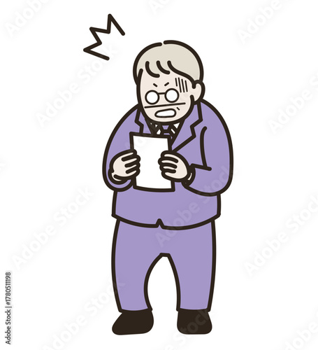 健康診断の結果にショックを受ける50代男性のイラスト