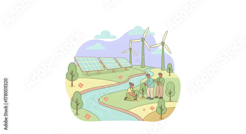 Renewable Energy Flat Vector Illustration