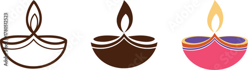 Diwali Diya Lamps Vector Art Illustration Representing Festival of Lights in India