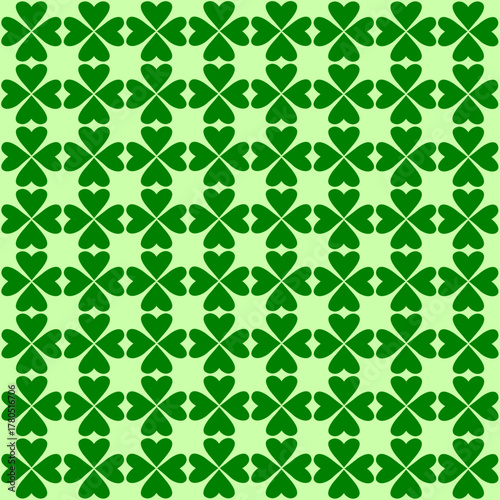 Dark green clover leaf pattern on light green background – vibrant and lucky botanical design