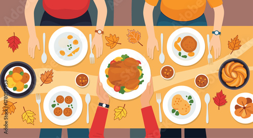 Gather around the table for a warm Thanksgiving dinner with family and friends, creating lasting memories together full of happiness and gratitude