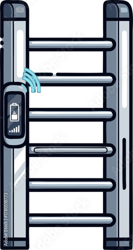 Modern Smart Towel Warmer with Digital Display and Wireless Connectivity.