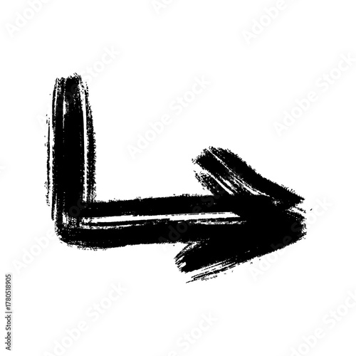 Black brush stroke arrow pointing right, for directional navigation