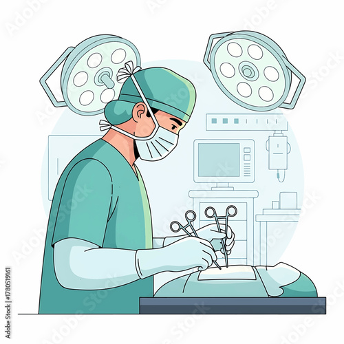 Skilled healthcare professional conducting intricate surgery in a sterile operating room setting for critical patient care