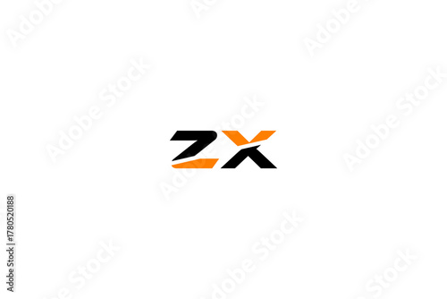ZXSplit: A Stylized Black and Orange ZX Logo with Diagonal Color Division for Bold Brand Identity