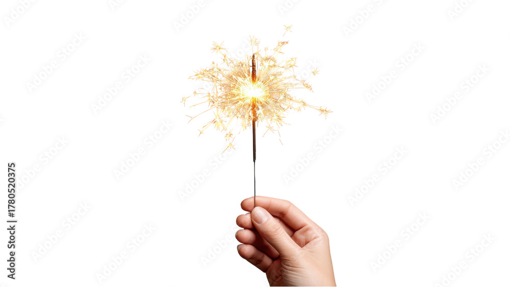 Fototapeta premium Sparkler in Hand Isolated on White Background