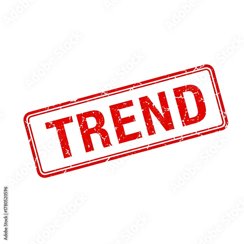 Red distressed grunge stamp with the word trend isolated on transparent background