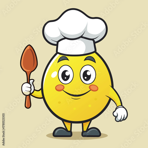 a zesty lemon cartoon wearing a crisp chefs hat