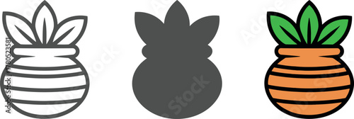 Kalash Icon Symbolizing Hindu Rituals and Traditions with Leaves and Pot Design Elements