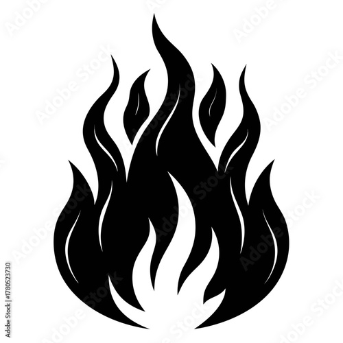 Fire Flame Sketch vector clean black silhouette design white background