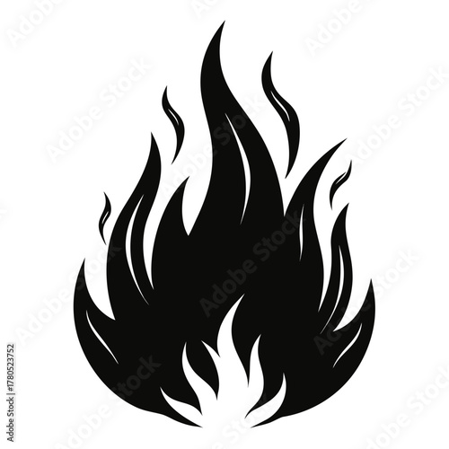 Fire Flame Sketch vector clean black silhouette design white background