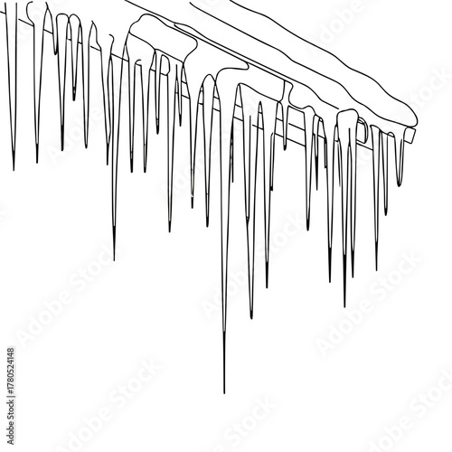 The outline of icicles under the roof Winter Weather outline / minimal linear vector