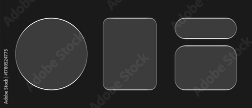 Neon light frame liquid glass effect UI elements for mobile phone ux, web interface, tech and hud