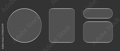 Neon light frame liquid glass effect UI elements for mobile phone ux, web interface, tech and hud