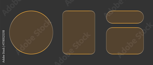 Neon light frame liquid glass effect UI elements for mobile phone ux, web interface, tech and hud