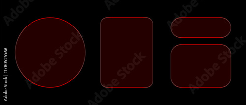 Neon light frame liquid glass effect UI elements for mobile phone ux, web interface, tech and hud