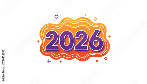 Bright and cheerful 2026 new year design for greetings cards, invitations, and festive designs to welcome a happy and prosperous new year