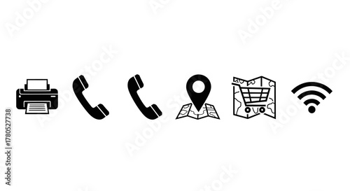 Printer icon symbol, print document vector illustration, fax machine sign concept