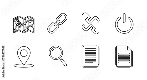 Folded map with location pins indicating routes and points of interest vector illustration