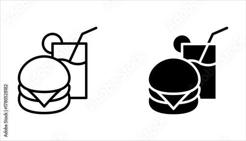 Fast food icon set. filled flat sign for mobile concept and web design on white background