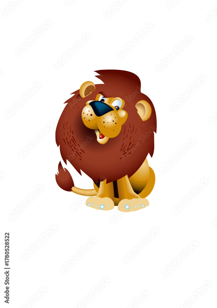 Fototapeta premium cute male lion in cartoon style