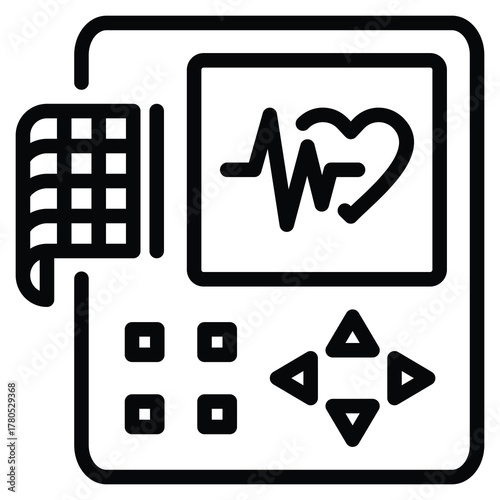 Electrocardiogram (ECG or EKG) Machine Icon Line Vector Illustration