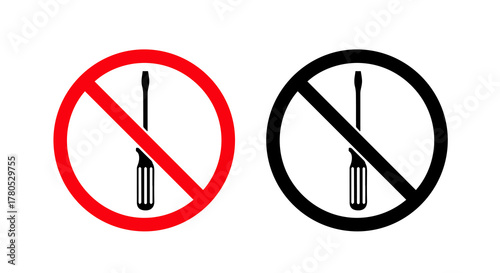 No Screwdrivers Allowed – Bold Symbol for Tool Restriction and Tamper Prevention