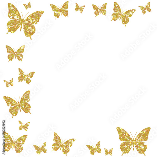 Magical Golden Glitter Butterflies and Sparkling Elements