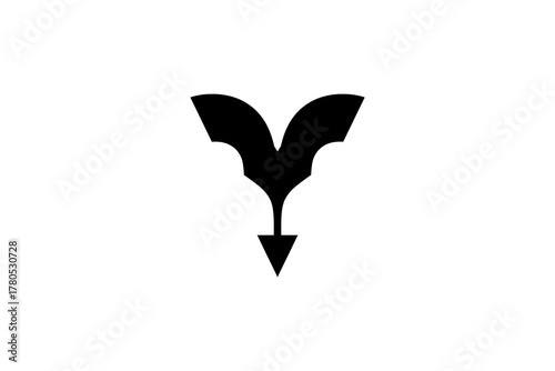 Stylized Y/V Winged Logo – Bat Wing & Arrow Fusion for Branding, Fantasy, Gaming, Identity, Dark Design