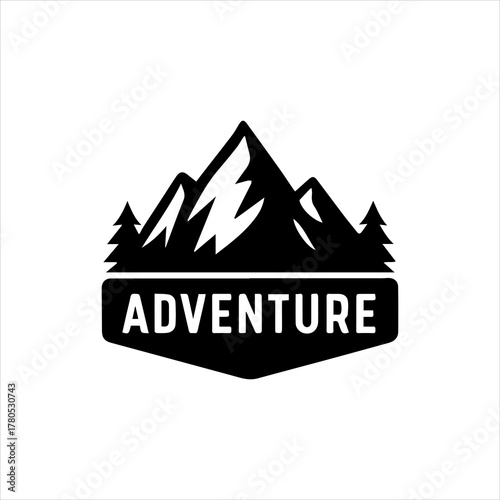 Adventure Awaits Bold Mountain Peak Illustration for Outdoor Enthusiasts and Nature Lovers