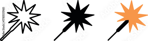 Sparkler Icon Set Vector Illustration for Celebration and Festive Occasions with Party Firework