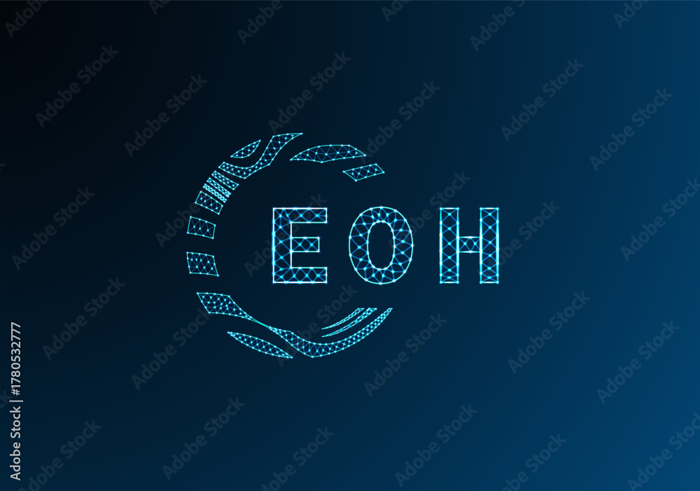 Obraz premium EOH low poly letter logo vector design. EOH lower poly logo design. EOH unique low poly logo design.