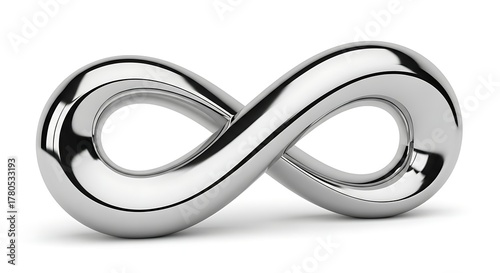 Shiny metal infinity symbol isolated on white background
