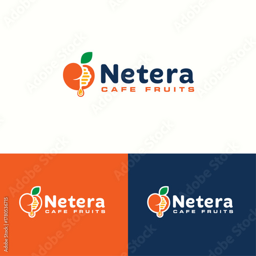 Colorful Fruit Logo Template for Cafe and Healthy Brand