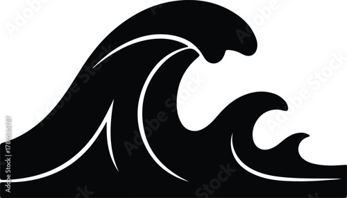 Silhouette vector of simple ocean waves graphic illustration Illustrator