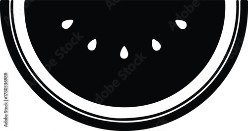 Silhouette vector of watermelon slice with seeds summer fruit Illustrator