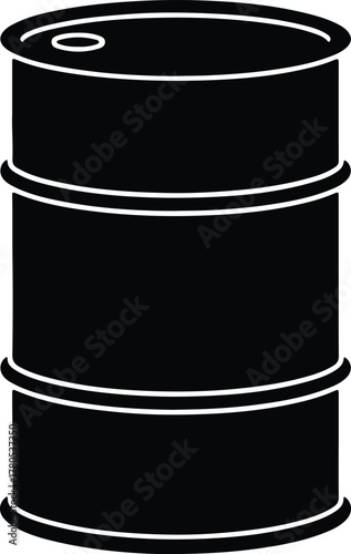 Silhouette vector oil barrel black container fuel industrial Illustrator