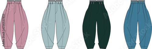 Flowy Pants Set Fashionable High-Waisted Trousers in Pastel & Dark Shades