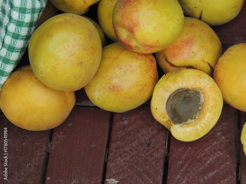 pears on a wooden table