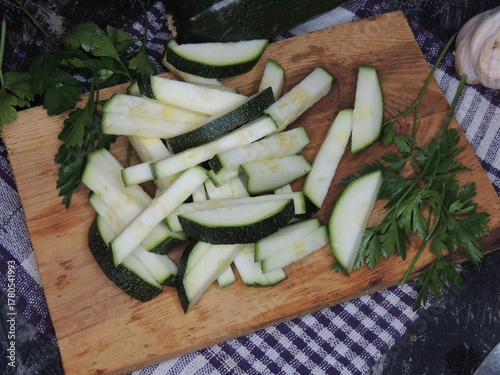 sliced cucumber and onion