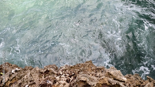 Turbulent Ocean Water and Rocky Shoreline
