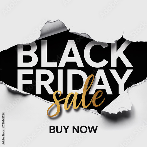 Luxury Black Friday torn paper banner with gold text and elegant design layout