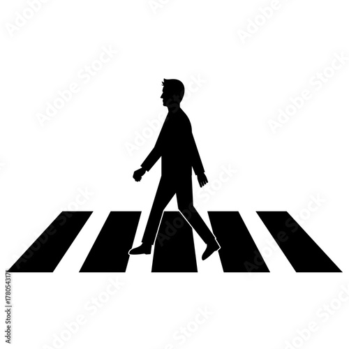 Pedestrian Walking across Crosswalk Icon Symbol. Crosswalk. Pedestrian Crossing Road. Zebra Crossing. Vector Illustration. 