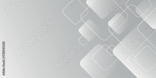 Abstract gray and white gradient background with geometric design and overlapping square lines. Simple and modern background concept for cover, brochure, certificate, presentation and website. EPS. 2