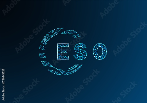 ESO low poly letter logo vector design. ESO lower poly logo design. ESO unique low poly logo design.