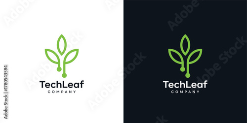 Creative Tree digital logo design, leaf logo design with modern style, logo design technology template, symbol, icon, vector, creative idea.